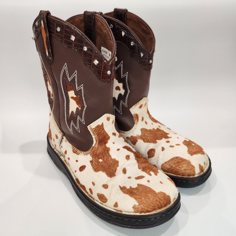 Double H Men's DH1035 Cowhide Print Leather Western Boots - Size 9M - Picture 2 of 7